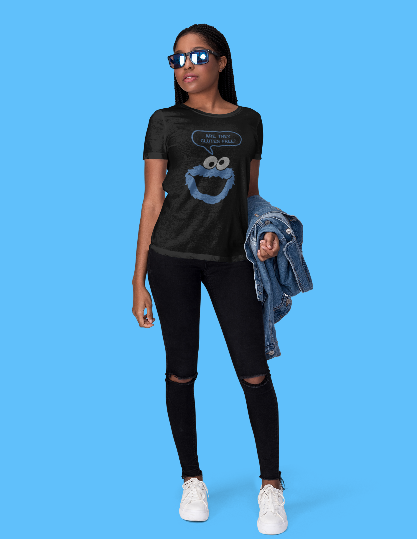 gluten free cookie monster black t-shirt